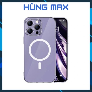 Ốp X&M trong cứng bảo vệ camera tích hợp magasfe không ố màu cho ip 14/14plus/14pro/14promax 15/pro/promax/plus