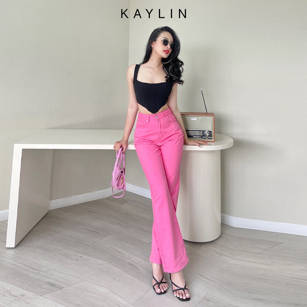 Quần jean nữ ống suông dài rộng lưng cao phong cách cá tính KAYLIN - N1746