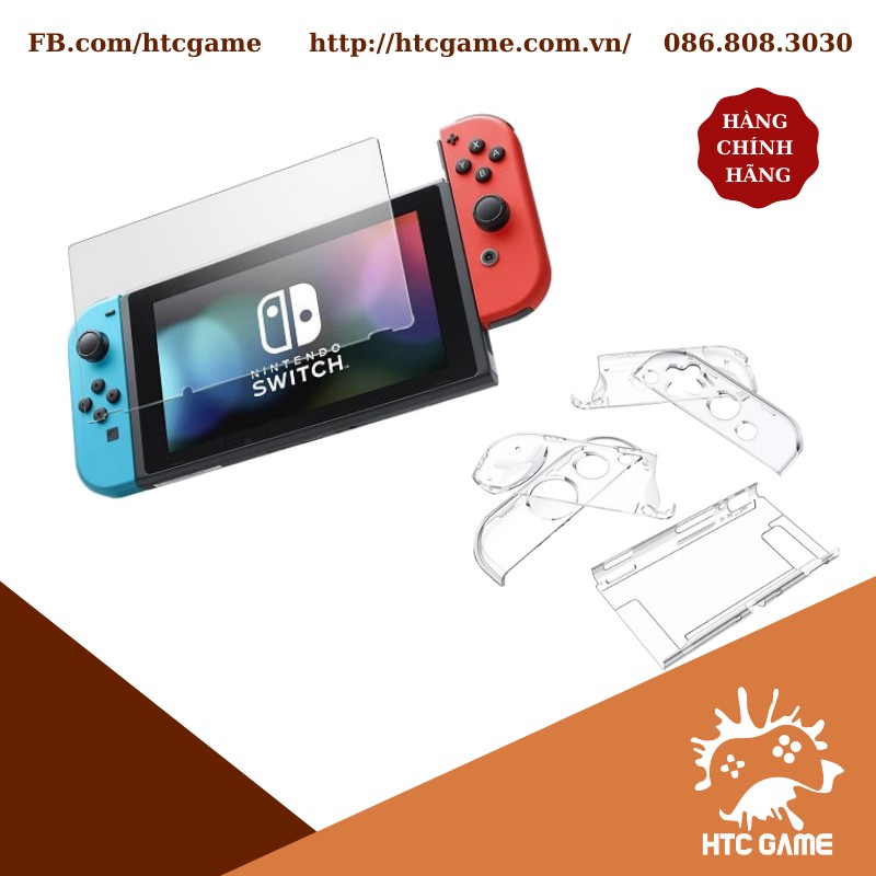 Bộ bv ốp bọc lưng trong suốt + dán cường lực màn hình máy Nintendo ...