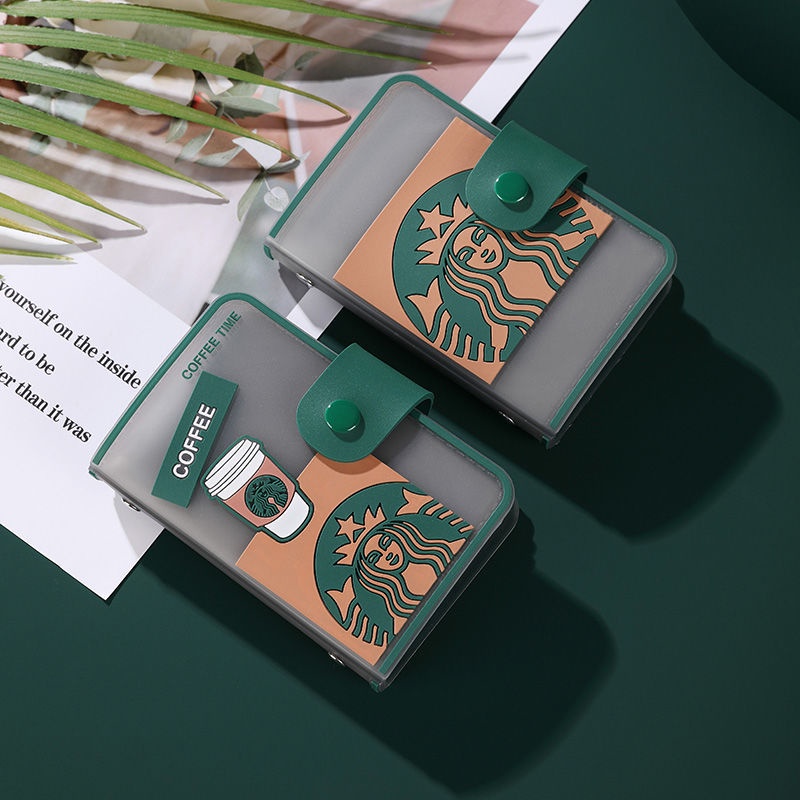 Ví Đựng Thẻ Chất Liệu Mềm Mại Cao Cấp Họa Tiết Starbucks Đáng Yêu
