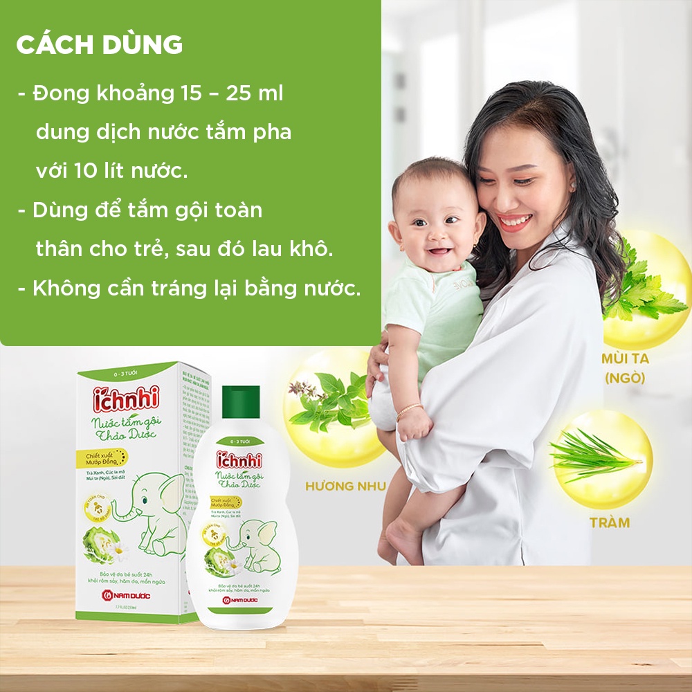Ảnh Nước tắm gội thảo dược Ích Nhi lọ 230ml (0-3 tuổi) bảo vệ bé suốt 24h ngừa rôm sảy, hăm da, mẩn ngứa 3