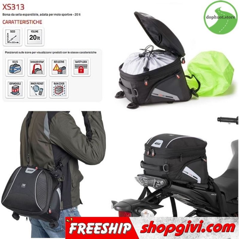 TÚI RÀNG ĐUÔI XE GIVI XS313 , EASY08 - CHÍNH HÃNG