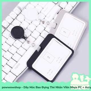 [Sẵn VN - Hỏa Tốc] Dây Kéo Bao Đựng Thẻ Nhân Viên Nhựa PC + Acrylic Phong Cách Đơn Giản Simple Black & Grey