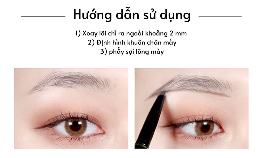 Mô tả Bút chì sáp kẻ lông mày Kissme lõi siêu mịn lâu trôi không thấm nước Kissme Heroine Make Quick Eyenrown 0.07g - 6