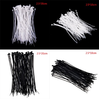 Queenten Set 100 Dây Rút Nylon Tự Khóa Cáp Màu Trắng Đen