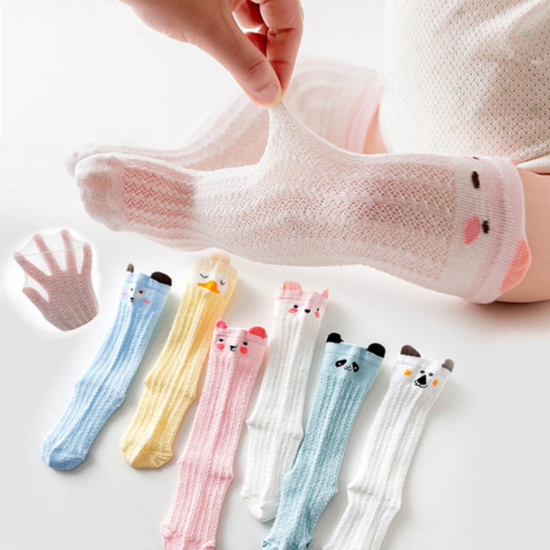 Đôi vớ cotton dài qua gối nhiều màu họa tiết hoạt hình dễ thương cho em bé - 1