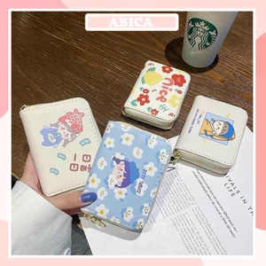 Ví bóp nữ mini cầm tay màu be dễ thương Hottrend phong cách Ulzzang nhiều ngăn có khóa kéo đẹp giá rẻ ABICA VN001