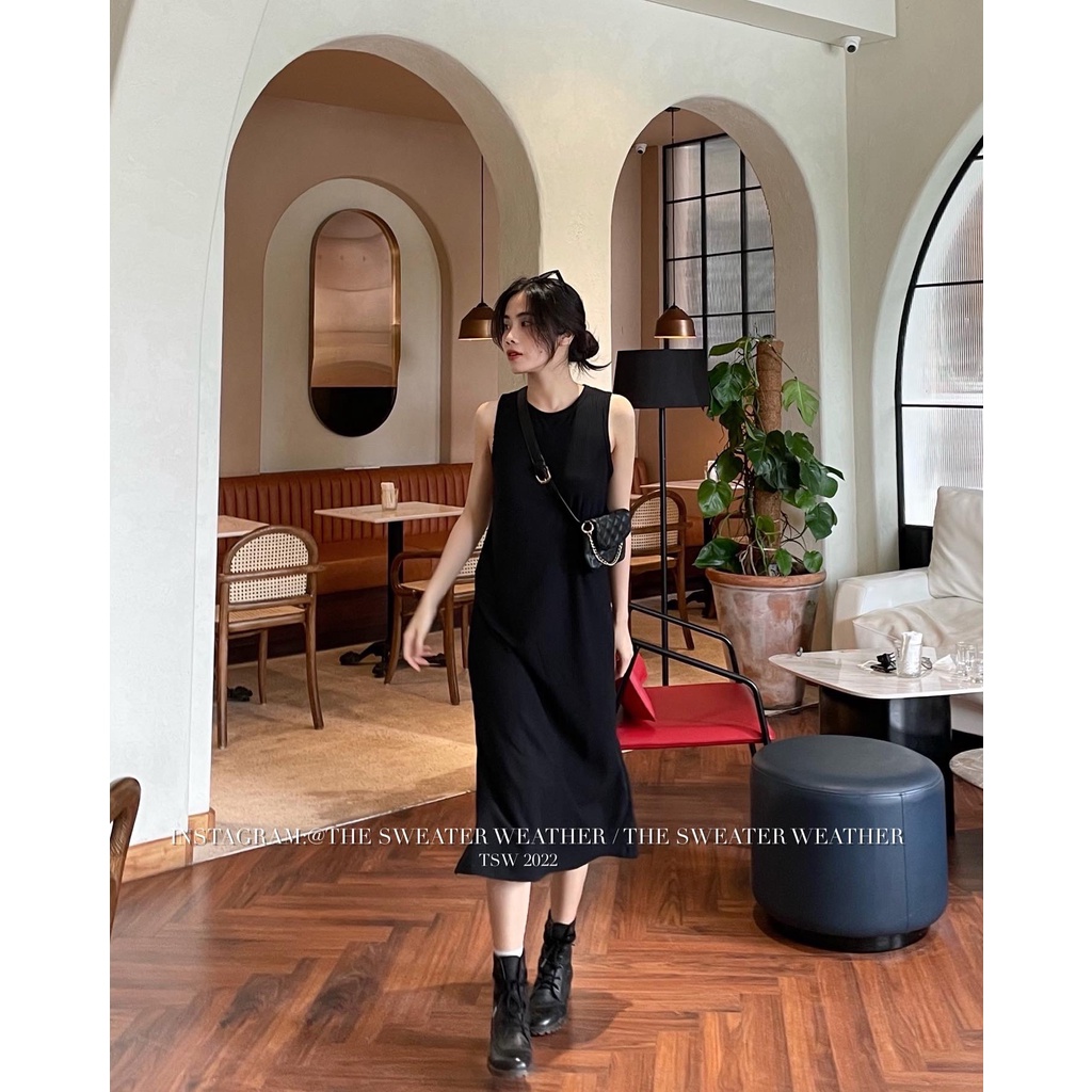 (Ảnh thật) Váy ba lỗ basic thun tăm dáng dài the.sweaterweather TSW