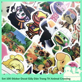 [Sẵn VN - NowShip] Set 100 Sticker Decal Dán Trang Trí Mẫu Nhân Vật Game Nintendo Animal Crossing Horizons