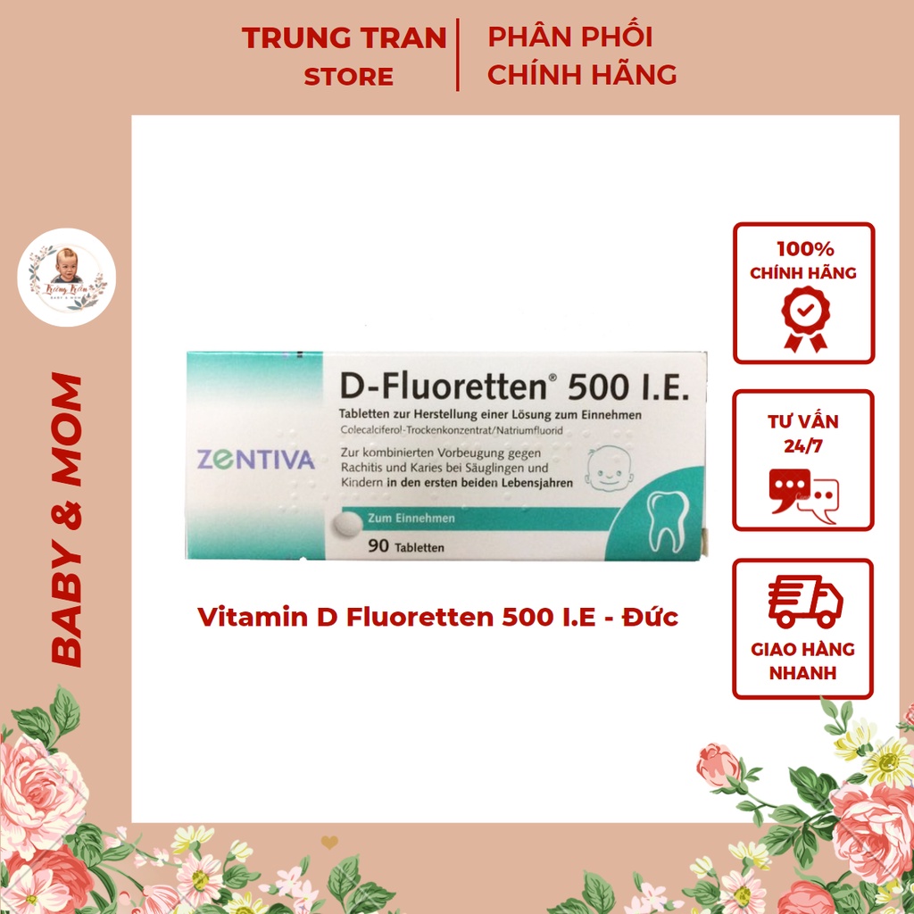 Vitamin D Fluoretten 500 Ie Zentiva Đức Bổ Sung Vitamin D3 Cho Trẻ Phát Triển Xương Và Răng Hộp 2517