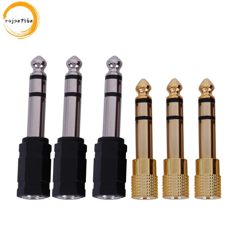 Bộ chuyển đổi tai nghe 6 miếng 6,35 mm (1 / 4 inch) Nam đến 3,5 mm (1 / 8 inch) Bộ chuyển đổi giắc cắm tai nghe âm thanh nổi âm thanh nổi dành cho nữ, Đen / Mạ vàng