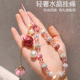 Nhật Bản Phong Cách Hàn Quốc Dây Điện Thoại Di Động Kim Cương Giả Nguyên Chất Handmade Pha Lê Mặt Dây Chuyền Điện Thoại Di Động Mặt Dây Chuyền Cổ Tay Ngắn Samsung oppo vivo Vỏ Điện Thoại Di Động Mặt Dây Chuyền Đa Năng Chống Mất Sling Dây Đeo Điện Thoại Di