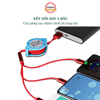 Dây Cáp Sạc 3 Đầu Đa Năng Loại C micro Chống Rối deerlu01