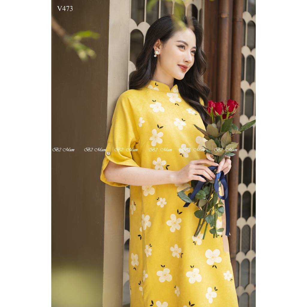 Áo dài bầu diện tết, chơi xuân cực xinh và trẻ trung B2 MUM - V473