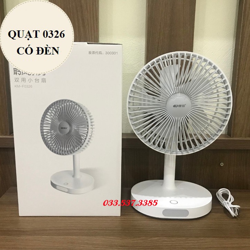 Quạt tích điện có đèn, quạt sạc KM - F0326 chất lượng cao | Shopee Việt Nam