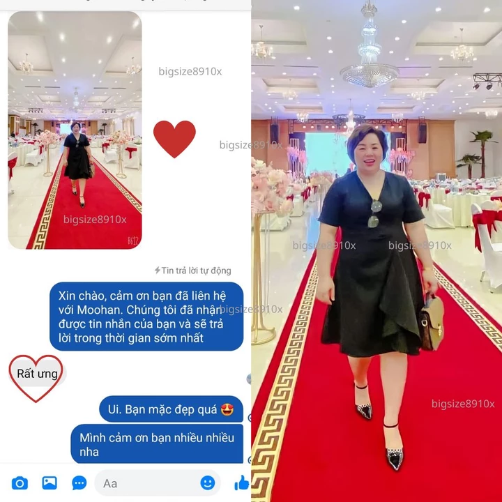 Đầm bigsize nữ, váy bigsize nữ nhúm eo đi tiệc, đi đám cưới cho người mập, béo Bigsize Moohan