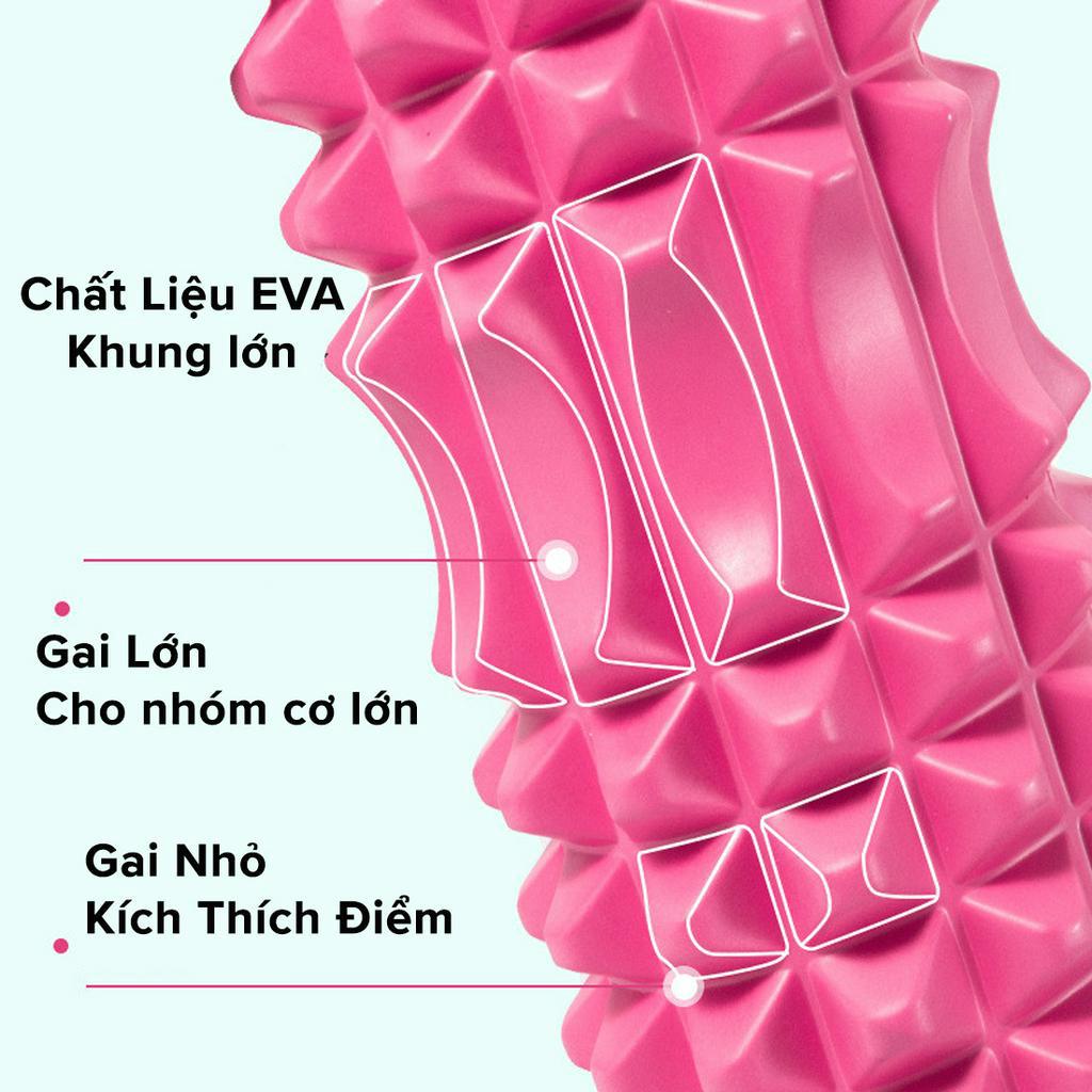 Ảnh [Loại Siêu Dài 45cm] Con Lăn Yoga Massage Foam Roller - Ống Trụ Lăn Xốp Tập Thể Thao Giãn Cơ Gai Nhọn Chính Hãng Amalife 2