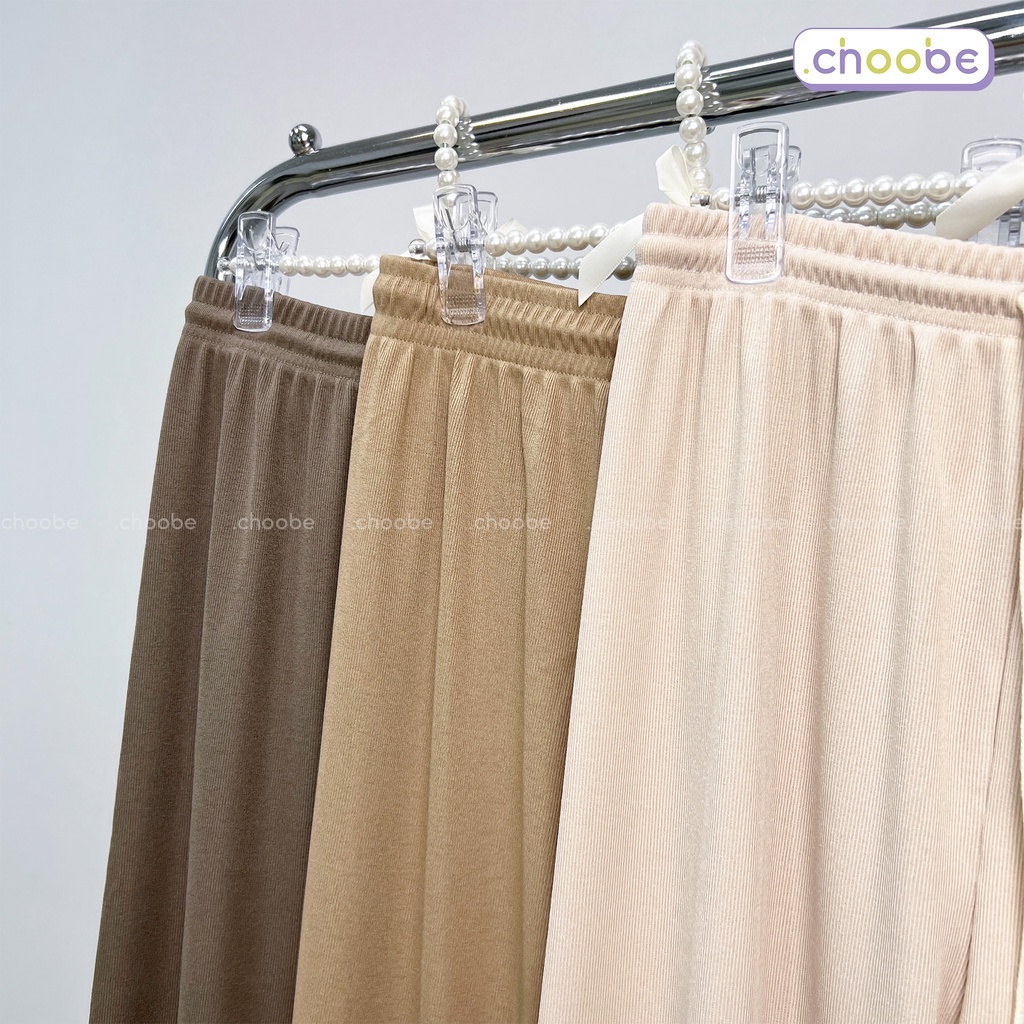 Ảnh Quần ống rộng nữ Choobe vải cạp cao co giãn tốt kiểu culottes dáng thụng có dây rút 4