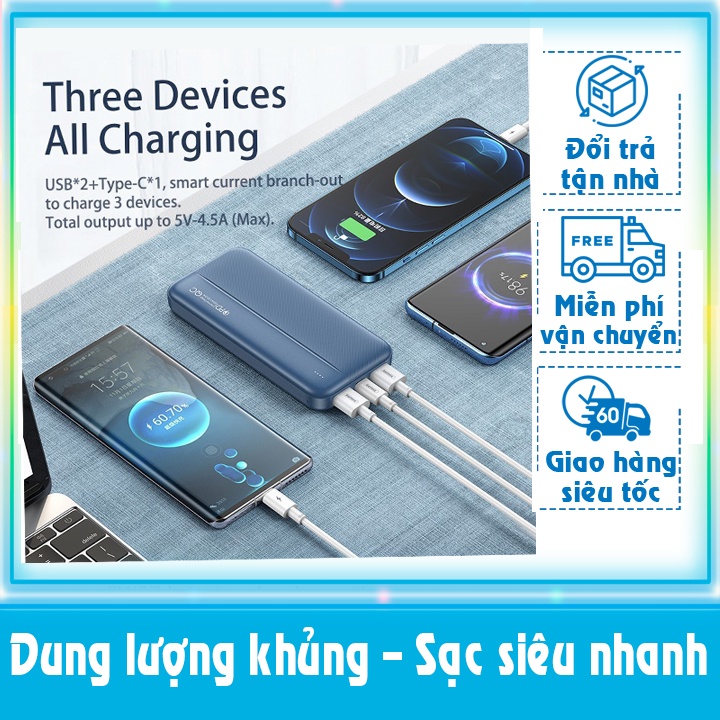 Pin sạc dự phòng Remax RPP-213 20000mAh sạc nhanh PD và QC3.0 max 22.5W ...