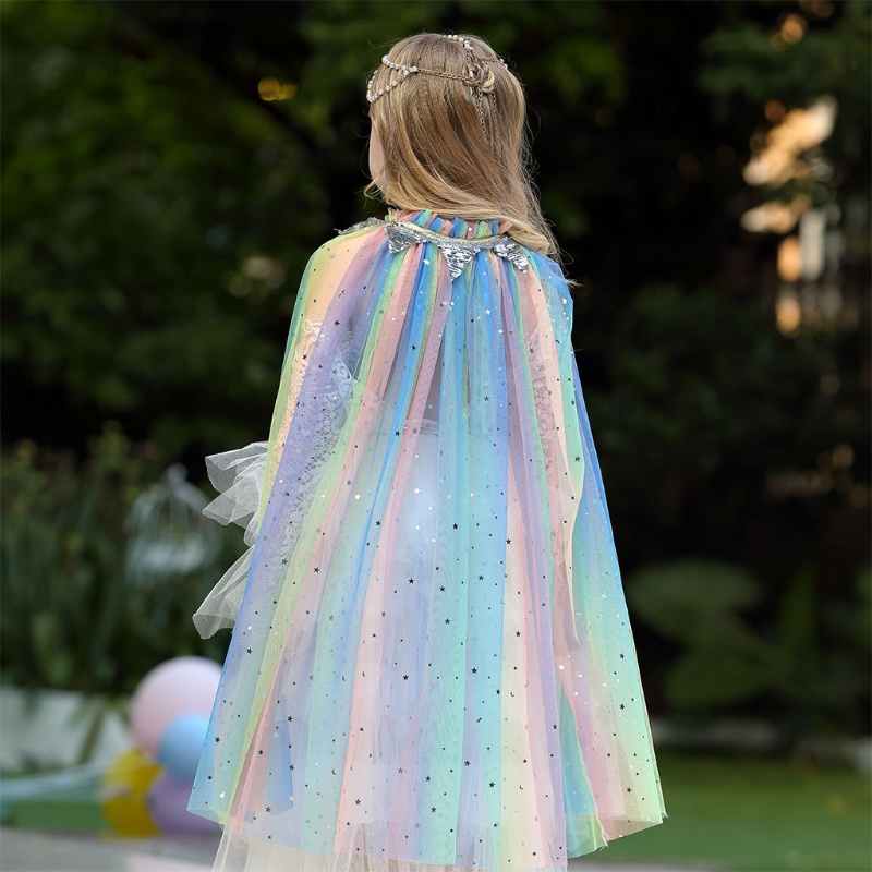 Dasbsug Trang phục dự tiệc Halloween lạ mắt cho bé gái sáng bóng Áo choàng công chúa cổ tích Cape Áo choàng