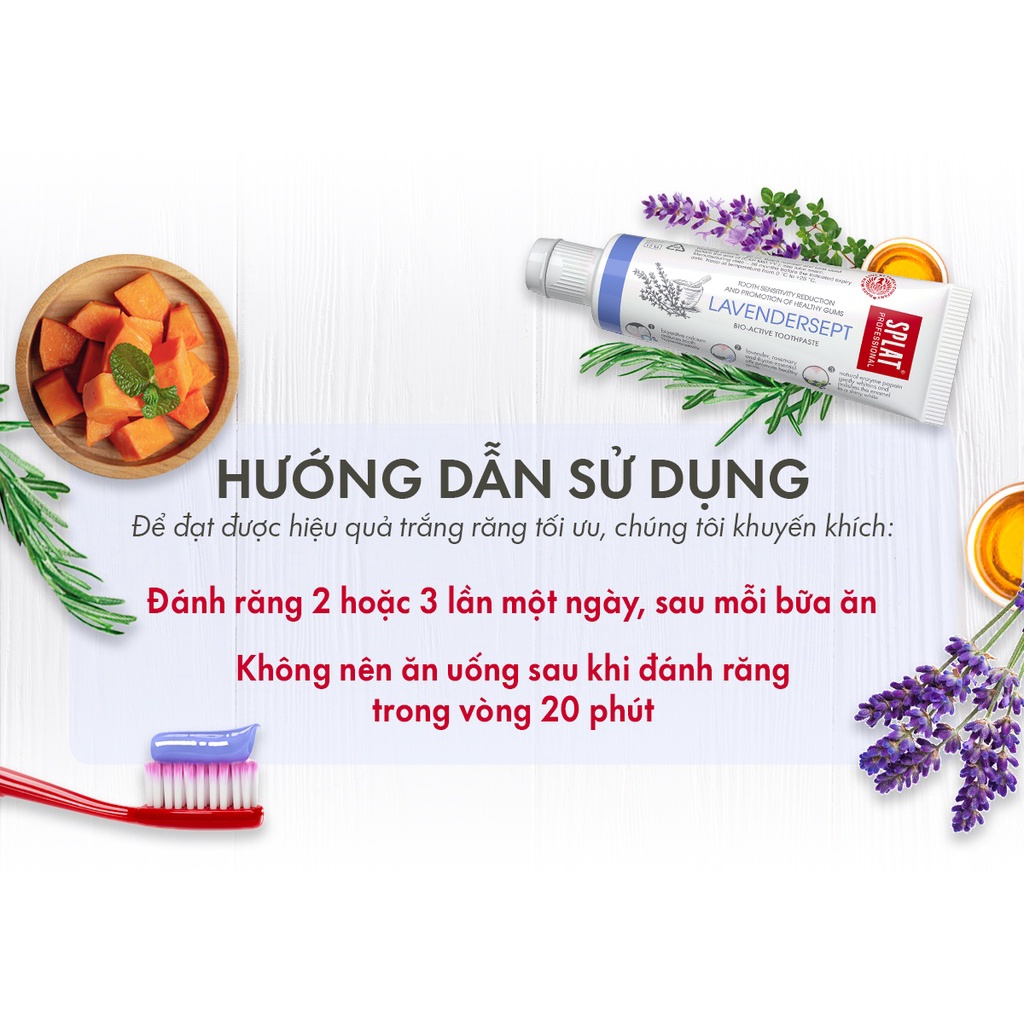 Mô tả Kem Đánh Răng SPLAT Lavendersept Professional series Nhẹ Nhàng Làm Trắng Và Giảm Ê Buốt Răng Hiệu Quả Dung Tích 20ml - 3