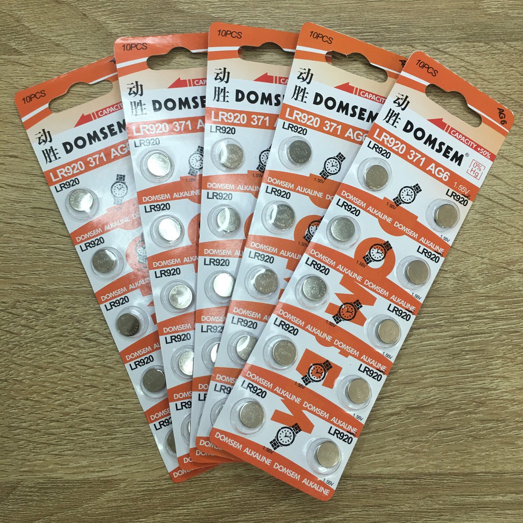 Vỉ 10 Viên Pin AG6 / LR920 / 371 / SR920 / 171 DOMSEM Pin Cúc Áo Thay ...