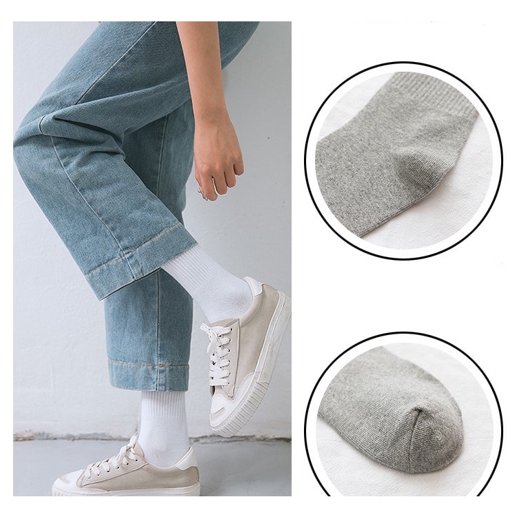 Tất cổ cao nam nữ, tất nữ nam nhún chất liệu cotton mềm thoáng mát dễ phối đồ