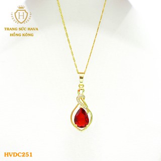 Dây Chuyền, Vòng Cổ Nữ Mặt Đính Đá, Titan Xi Mạ Vàng Non 24k Cao Cấp - Trang Sức Hava Hong Kong
