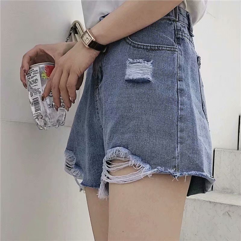 Ảnh Quần short denim Daduhey ống rộng lưng cao thời trang mùa hè 2020 dành cho nữ 2