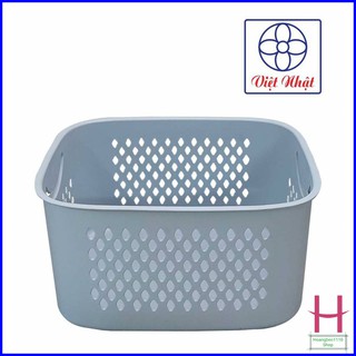 Giỏ caro thấp đựng đồ đa năng có quai cầm Việt Nhật, Rổ nhựa đựng đồ dùng học tập, decor trang trí phòng 3372 { H }