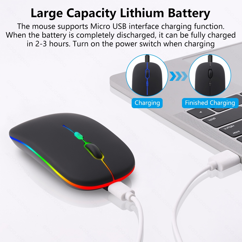 Ảnh Chuột ko dây bluetooth GOOJODOQ im lặng siêu mỏng có đèn LED dành cho máy tính xách tay tablet táo PC 4