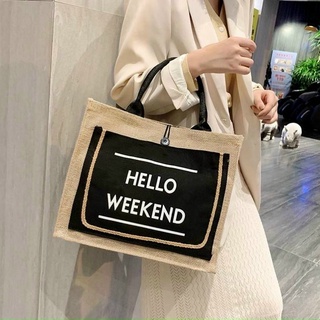 Túi cói Hello cầm tay đeo vai thời trang đi du lịch đi chơi . Túi cói đựng siu nhiều đồ tiện lợi
