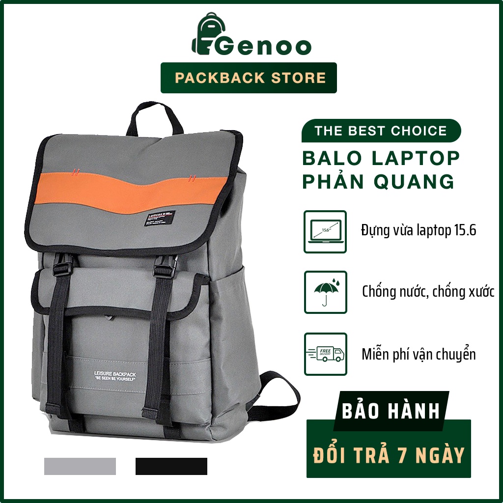 Balo Nam Vải Chống Nước Cao Cấp Balo, Cặp Đi Học Cực Chất Có Dải Phản Quang GN0019 - GENBAG