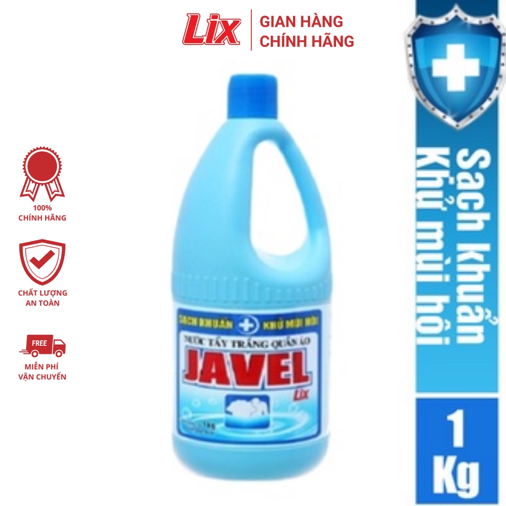 Nước tẩy trắng quần áo nước Javel Lix 1Kg - tẩy quần áo sạch khuẩn, khử mùi hôi - JL100