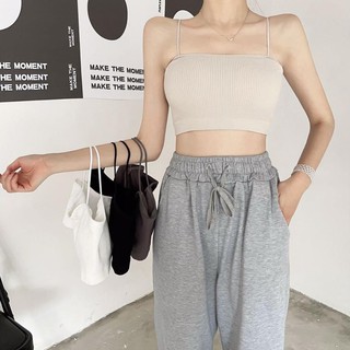 Áo bra nữ cotton gân tăm tạo form ngực đẹp 2 dây sợi bún co dãn thoải mái chống hằn King Shop B-7719