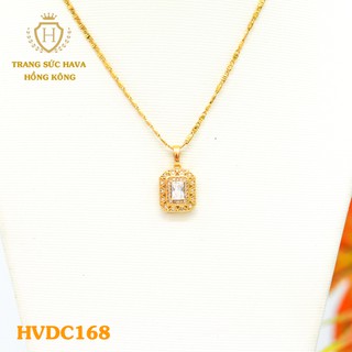 Dây Chuyền, Vòng Cổ Nữ Mặt Đính Đá Màu Trắng Xi Mạ Vàng Non Cao Cấp - Trang Sức Hava Hong Kong