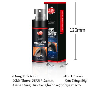 Bình Phủ Nano Phục Hồi Nhựa Nhám Da Nội Thất TrueFul, Đánh Bóng Tân Trang Nội Thất Ô Tô - Dung Tích 60ml