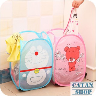 Giỏ Lưới Đựng Đồ, Sọt Vải Họa Tiết Đựng Quần Áo Gấp Gọn, Túi Đựng Đồ Đa Năng Xếp Gọn-GD18-RQA