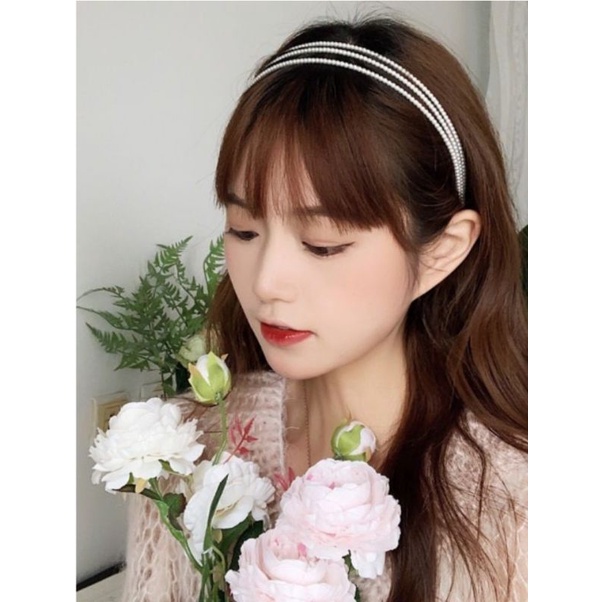 Cài tóc ngọctrai 3 sợi độc đáo, cài tóc thời trang, băng đô tóc thời trang, phụ kiện thời trang