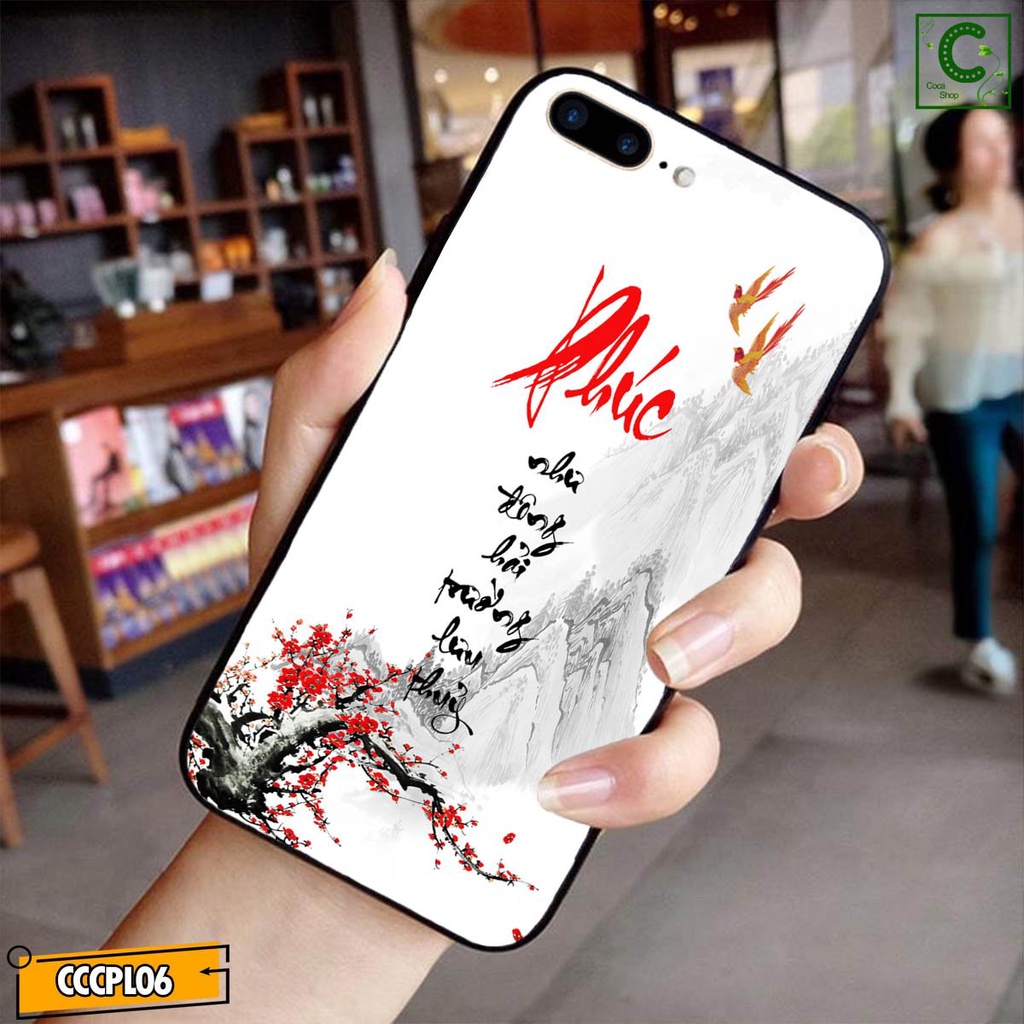 Ốp lưng iphone mặt kính in hình cực đẹp siêu bền - Chữ Phúc hoa đỏ - 6/6plus/6s/6splus/7/7plus/8/8plus/x/.....