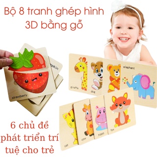 Bộ 8 bảng gỗ ghép hình dành cho bé