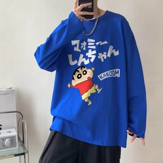 Áo Thun Tay Dài Dáng Rộng In Hình Cậu Bé Bút Chì Shin Size M-3XL Thời Trang Đường Phố Cho Nam Và Nữ