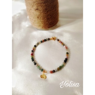 Lắc chân nữ chuỗi hạt đá kết hợp cùng charm sò