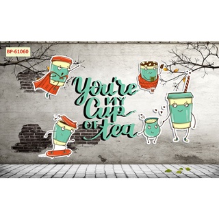 Tranh dán tường quán ăn Quán Cafe, Trà Sữa, Trang Trí Cửa Hàng
