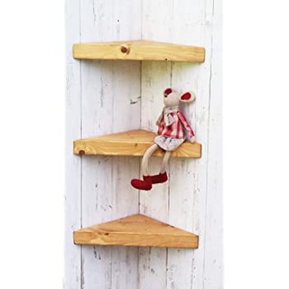 set 3 Kệ gỗ treo tường góc vuông 90 hình tam giác cân gỗ thông tự nhiên nhập khẩu tiết kiệm không gian