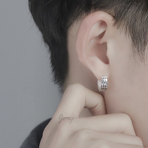 Khuyên tai nam tròn bạc nguyên chất phong cách unisex Mammatus  (1 chiếc) | GEMY SILVER KN53