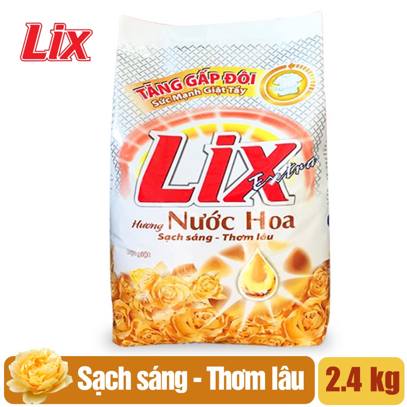Ảnh Bột giặt Lix Extra hương nước hoa 2,4Kg EH030 tăng gấp đôi sức mạnh giúp quần áo sạch thơm lâu cho giặt tay và máy 3