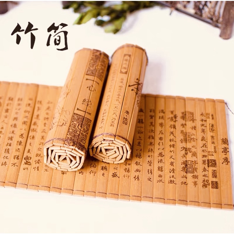 Sách thẻ tre cuộn cổ phong trang trí có khắc chữ | Shopee Việt Nam