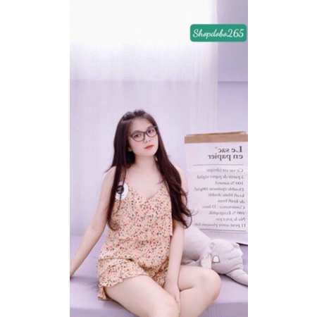 Bộ ngủ 2 dây,đồ bộ nữ mặc nhà đùi tầng vải lụa mango cao cấp size đại họa tiết hoa nhí dễ thương.