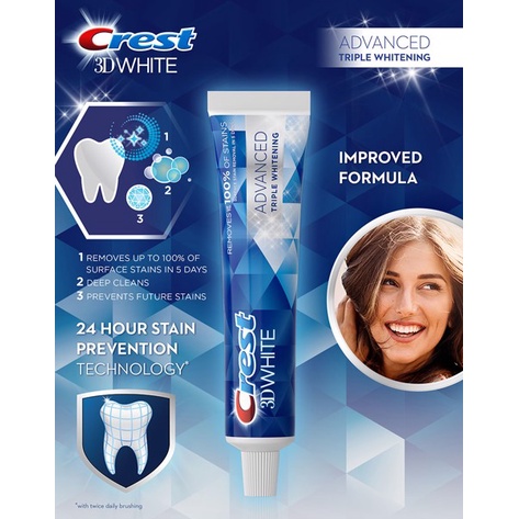 Kem đánh răng Crest 3D Advance White chính hãng Mỹ - Giúp răng trắng sáng tự tin giao tiếp